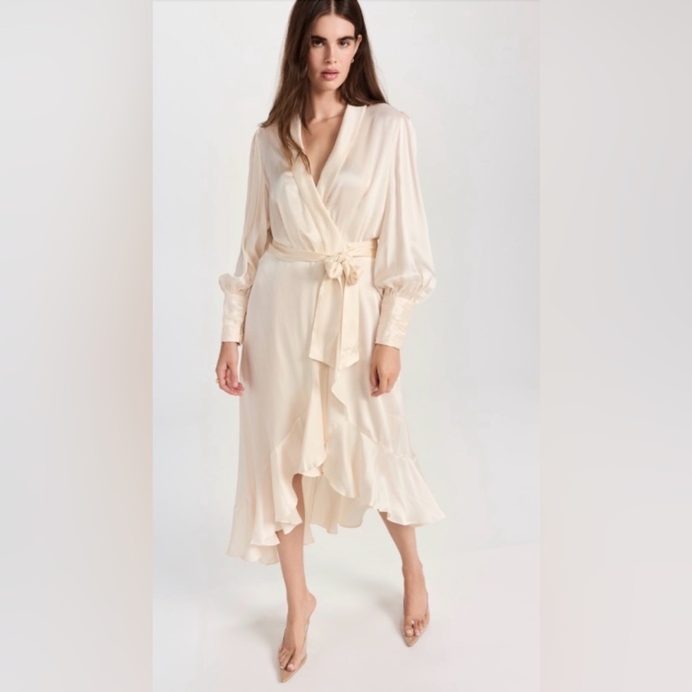 Zimmermann Belted Silk Wrap Midi-Dress